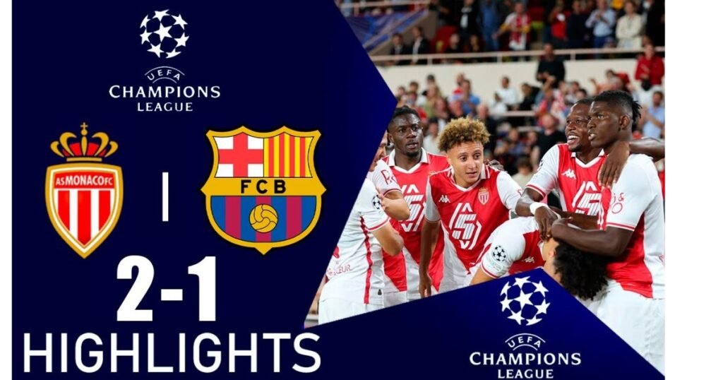 Champions League Setback for Barcelona as They Suffer 2-1 Defeat to Monaco